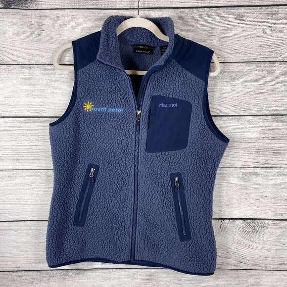 Marmot Jackets & Blazers - ]Marmot Wiley Polartec Sleeveless Fleece Navy Vest Zipped Sized Pockets S…